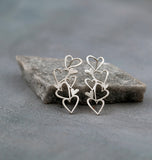 Heart Drop Earrings • Handmade Silver Drops • Cut Out Heart Jewelry