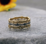 Dot Engraved Stacking Bands Ring Set