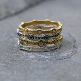 Dot Engraved Stacking Bands Ring Set