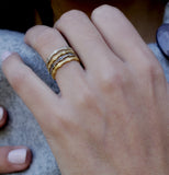 Dot Engraved Stacking Bands Ring Set