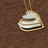 Two Tone Necklace for Women, Heart Pendant Necklace for Women, Personalized Heart necklace, Gift for Wife, Silver And Gold Necklace.