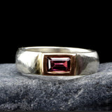 Silver Tourmaline Ring • Rectangle Pink Tourmaline Ring • Silver Band Ring • Custom Birthstone Ring • Gift Jewelry • Handmade Rings • Gifts