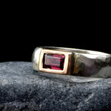 Silver Tourmaline Ring • Rectangle Pink Tourmaline Ring • Silver Band Ring • Custom Birthstone Ring • Gift Jewelry • Handmade Rings • Gifts