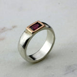 Silver Tourmaline Ring • Rectangle Pink Tourmaline Ring • Silver Band Ring • Custom Birthstone Ring • Gift Jewelry • Handmade Rings • Gifts