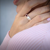Silver Tourmaline Ring • Rectangle Pink Tourmaline Ring • Silver Band Ring • Custom Birthstone Ring • Gift Jewelry • Handmade Rings • Gifts