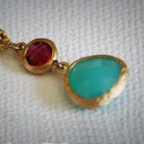 Gemstone Necklace,Pendant Necklace for Women,Dainty Gold Necklace,Dainty Necklaces for Women,Gold Necklace,Double Pendant Necklace