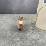 Rose Quartz Necklace,Statement Jewelry,Long Necklace,Large Pendant Necklace,Crystal Pendant Necklace,Gift Necklace,Boho Necklace