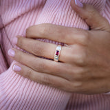 Silver Tourmaline Ring • Rectangle Pink Tourmaline Ring • Silver Band Ring • Custom Birthstone Ring • Gift Jewelry • Handmade Rings • Gifts