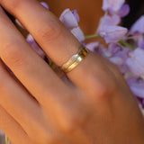 Unique wedding rings of 14k yellow, rose and white gold, Rustic wedding band ring set, Couples matching rings, Handmade mens wedding band