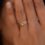 Unique wedding rings of 14k yellow, rose and white gold, Rustic wedding band ring set, Couples matching rings, Handmade mens wedding band
