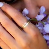 Unique wedding rings of 14k yellow, rose and white gold, Rustic wedding band ring set, Couples matching rings, Handmade mens wedding band