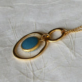 Long Necklace • Pendant Necklace • Blue Jade • Gold Pendant • Jade Gemstone Pendant Necklace • Gift For a Woman • Gold Necklace
