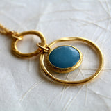 Long Necklace • Pendant Necklace • Blue Jade • Gold Pendant • Jade Gemstone Pendant Necklace • Gift For a Woman • Gold Necklace