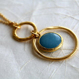 Long Necklace • Pendant Necklace • Blue Jade • Gold Pendant • Jade Gemstone Pendant Necklace • Gift For a Woman • Gold Necklace