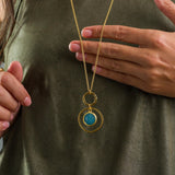 Long Necklace • Pendant Necklace • Blue Jade • Gold Pendant • Jade Gemstone Pendant Necklace • Gift For a Woman • Gold Necklace