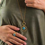 Long Necklace • Pendant Necklace • Blue Jade • Gold Pendant • Jade Gemstone Pendant Necklace • Gift For a Woman • Gold Necklace