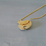 Pomegranate Pendant Gold Necklace. Hand Made Fashion Jewelry, Gift For Mom, Short Gold Necklaces, Pomegranate Jewelry Mothers Day Gift