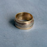 Unique wedding rings of 14k yellow, rose and white gold, Rustic wedding band ring set, Couples matching rings, Handmade mens wedding band