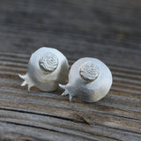 Handmade Sterling Silver Pomegranate Stud Earrings for Women