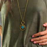 Long Necklace • Pendant Necklace • Blue Jade • Gold Pendant • Jade Gemstone Pendant Necklace • Gift For a Woman • Gold Necklace