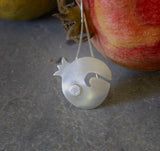 Pomegranate Pendant Silver Necklace. Hand Made Fashion Jewelry, Holyday Gift For Mom, Short Silver Pendant Necklaces, Mothers Day Gift