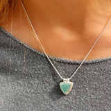 Geometric Necklace,Women Jewelry,Silver Necklace for Women,Statement Necklace,Gifts for Women,Amazonite Necklace,Women Necklace