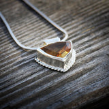 Citrine Gemstone Necklace , November Birth Stone Necklace, Silver Pendant Necklaces for Women, Triangle Pendant Necklace.