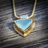 Aqua Chalcedony Trillion Cut Pendant Necklace • Gold Daity Handcrafted Necklace • Gift for Mom Sister Daughter • Short Necklaces For Women