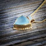 Aqua Chalcedony Trillion Cut Pendant Necklace