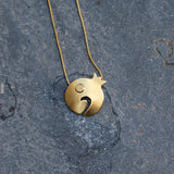 Pomegranate Pendant Gold Necklace. Hand Made Fashion Jewelry, Gift For Mom, Short Gold Necklaces, Pomegranate Jewelry Mothers Day Gift