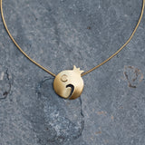 Pomegranate Pendant Gold Necklace. Hand Made Fashion Jewelry, Gift For Mom, Short Gold Necklaces, Pomegranate Jewelry Mothers Day Gift