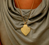 Engraved Heart Gold Pendant Necklace