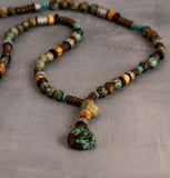 Men's Boho Gemstone Necklace • Long Beaded Pendant Necklace • Handmade Beach Jewelry For Him