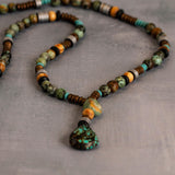 Men Beaded Necklace For Men, Gemstone Necklaces For Men, Turquoise Pendant Necklace, Y Blue Beaded Necklace, Gift For Him