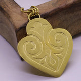 Gold pendant necklace, Engraved heart pendant for women, Artisan bohemian jewelry, Unique handmade jewelry, Statement jewelry, Gift for her