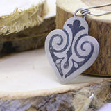 Long Silver Heart Necklace, Silver Boho Pendant Long Necklace For Women, A Gift For Her, Statement Pendant Necklaces, Extra Long Necklaces.