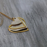 Two Tone Necklace for Women, Heart Pendant Necklace for Women, Personalized Heart necklace, Gift for Wife, Silver And Gold Necklace.
