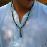 Men Beaded Necklace For Men, Gemstone Necklaces For Men, Turquoise Pendant Necklace, Y Blue Beaded Necklace, Gift For Him