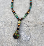 Men's Boho Gemstone Necklace • Long Beaded Pendant Necklace • Handmade Beach Jewelry For Him