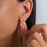Dainty Gold Necklace And Earrings Set. Gold Multi Heart Jewelry set For Women, Heart Jewelry Set.