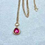 Gemstone Necklace,Pendant Necklace for Women,Dainty Gold Necklace,Dainty Necklaces for Women,Gold Necklace,Double Pendant Necklace