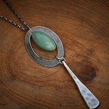 Aventurine Silver Long Pendant Necklace
