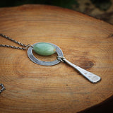 Aventurine Silver Long Pendant Necklace