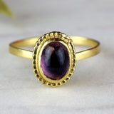 Engagement Ring Amethyst , February Birthstone Ring, Oval Cut Stone Rings, Purple Gemstone Ring, Dainty Gold Rings For Women