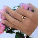 Engagement Ring Amethyst , February Birthstone Ring, Oval Cut Stone Rings, Purple Gemstone Ring, Dainty Gold Rings For Women