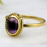 Engagement Ring Amethyst , February Birthstone Ring, Oval Cut Stone Rings, Purple Gemstone Ring, Dainty Gold Rings For Women
