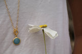Gold Round Blue Jade Pendant Necklace