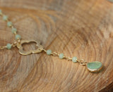 Beaded Gold Necklace with Crystal Pendant - Simple and Elegant