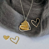 Gold And Silver Heart Pendant, Two Tone Necklace For Women, Multi Heart Necklace, Hearts Necklace ForMom, Gift For Mom, Heart Necklace