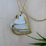 Gold And Silver Heart Pendant, Two Tone Necklace For Women, Multi Heart Necklace, Hearts Necklace ForMom, Gift For Mom, Heart Necklace